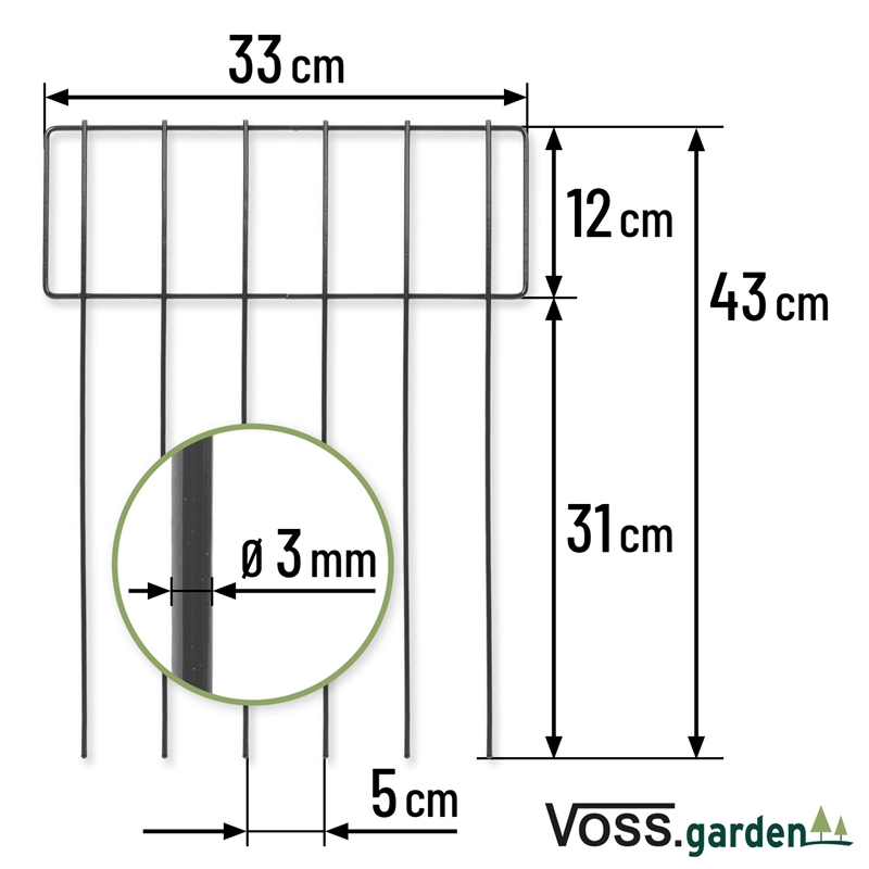 25x VOSS.garden Unterkletterschutz 33x43cm grau, Gartenzaun, Tier-Absperrzaun, Hundezaun