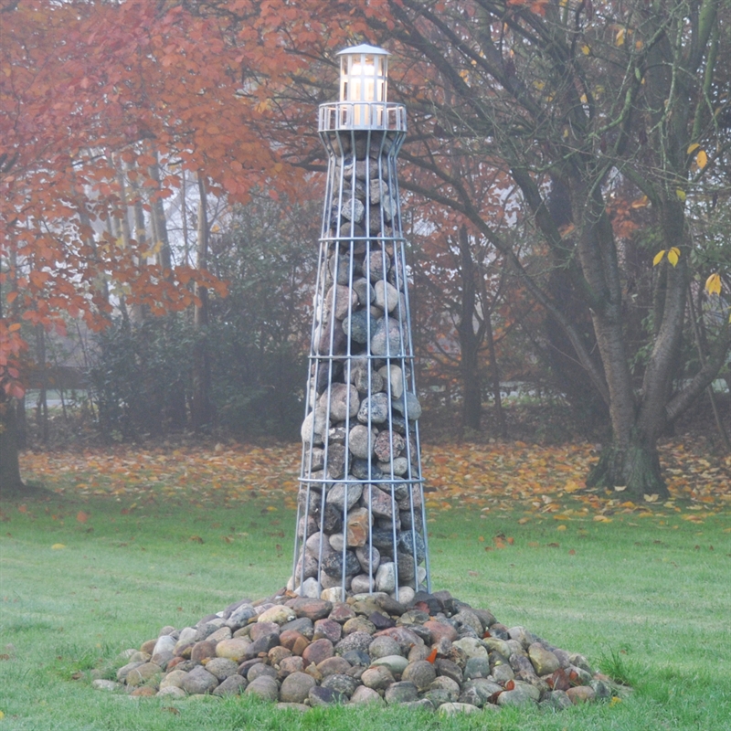 Garten-Dekoration,verzinkt Gambione Kunstwerk! 135cm Höhe Vollverzinkt VOSS.garden Leuchtturm 1,35m 