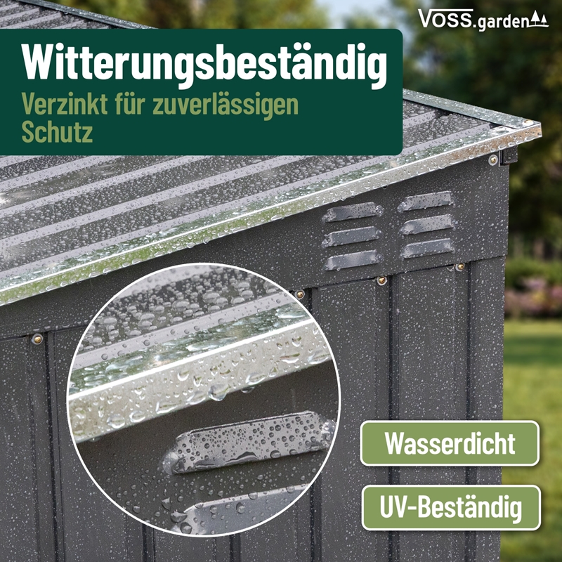 Großansicht der Bildergalerie VOSS.garden Fahrradgarage, 210x105x130 cm, grau, 2 Fährräder