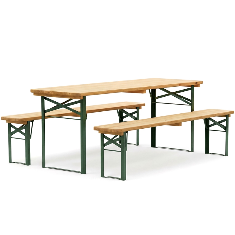 VOSS.garden Bierzeltgarnitur 170cm, 1x Tisch + 2x Bänke, klappbar, Holz