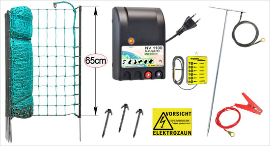 SET25m Kleintier Netz + Zubehör Katzen Hund Zaun + 230V Weidezaun